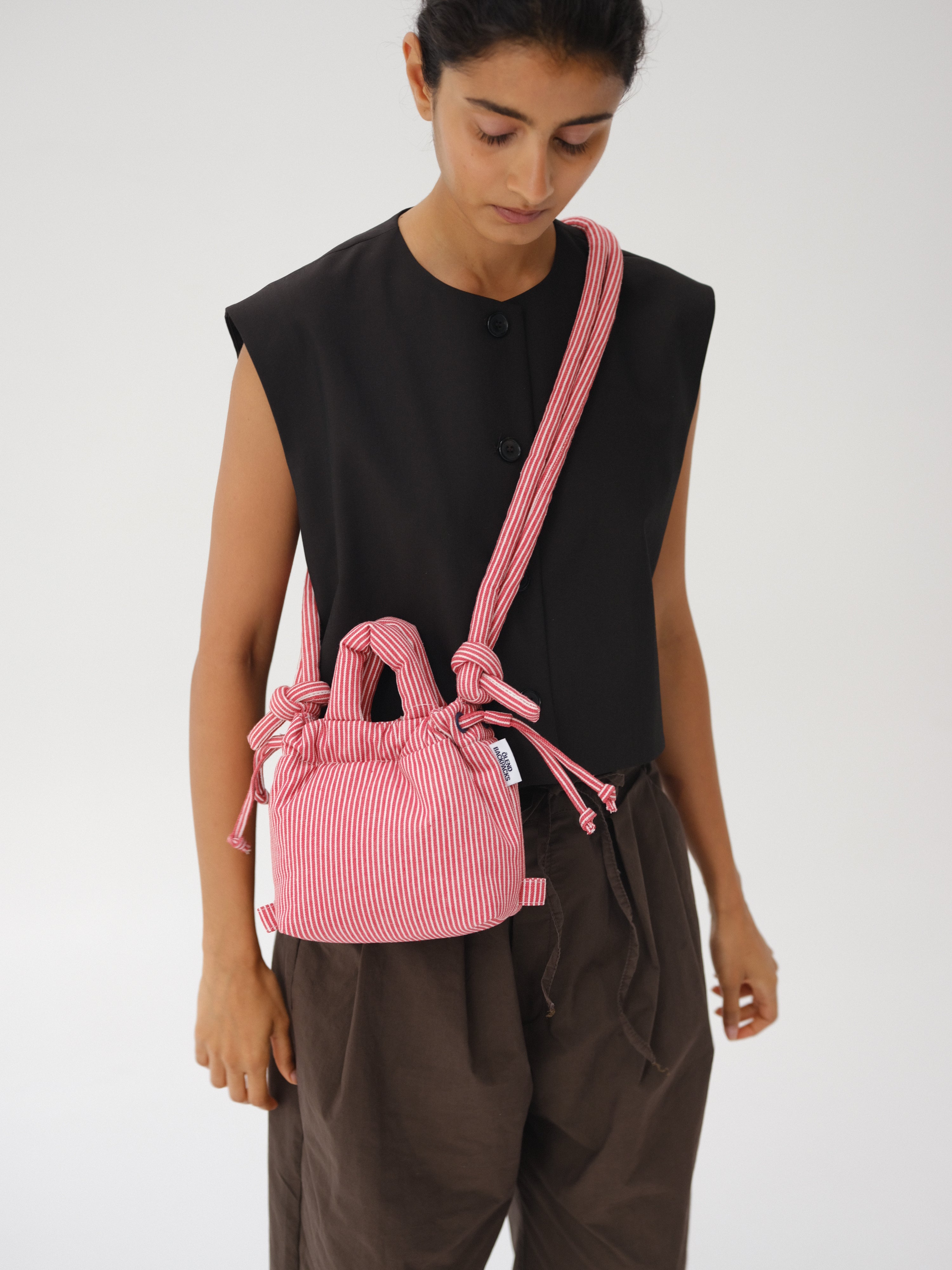 公式】ÖLEND オレンド Micro Ona Soft Bag バッグ Red Stripes Cotton