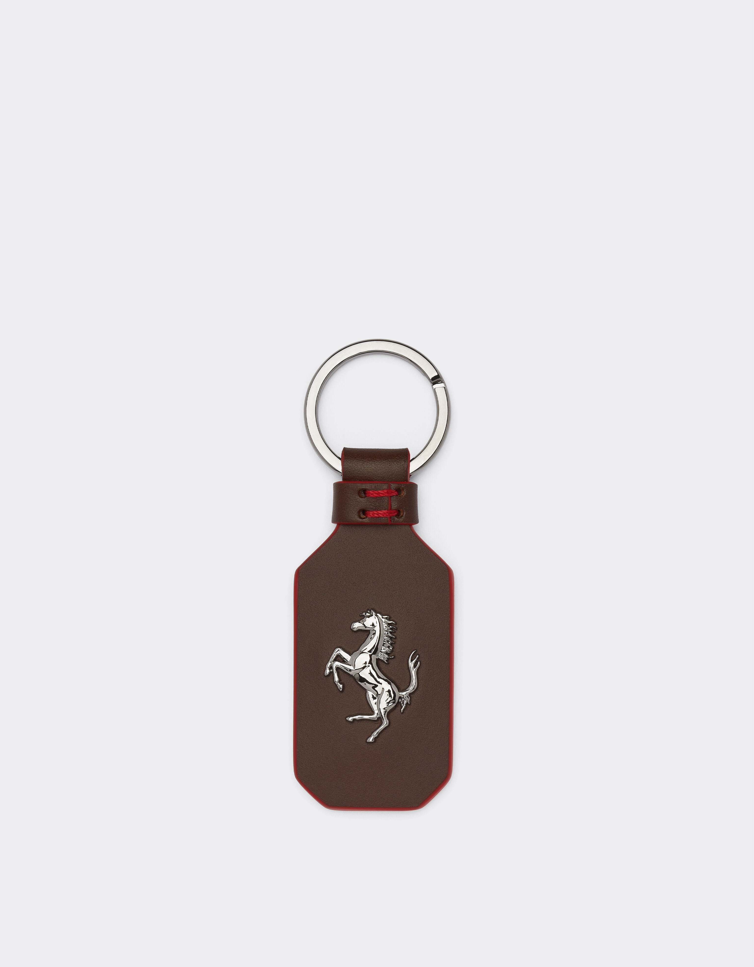 Leather keyring with Prancing Horse in Rust | Ferrari®