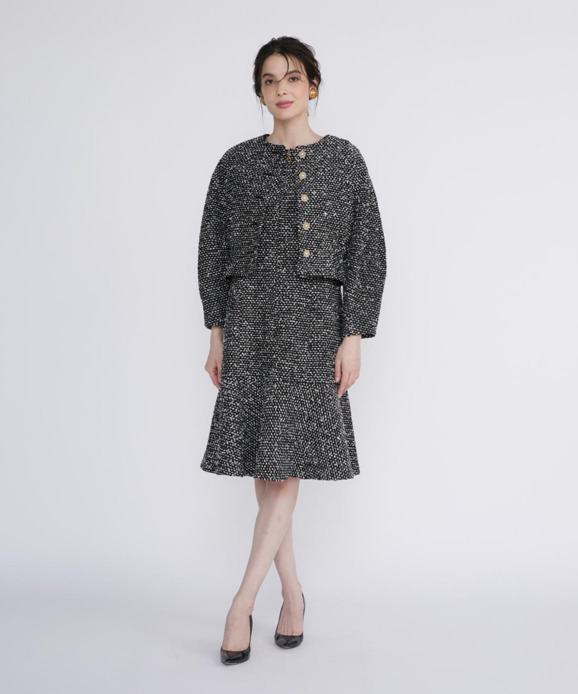M Maglie le cassetto》スパンコールツイードワンピース｜M Maglie le