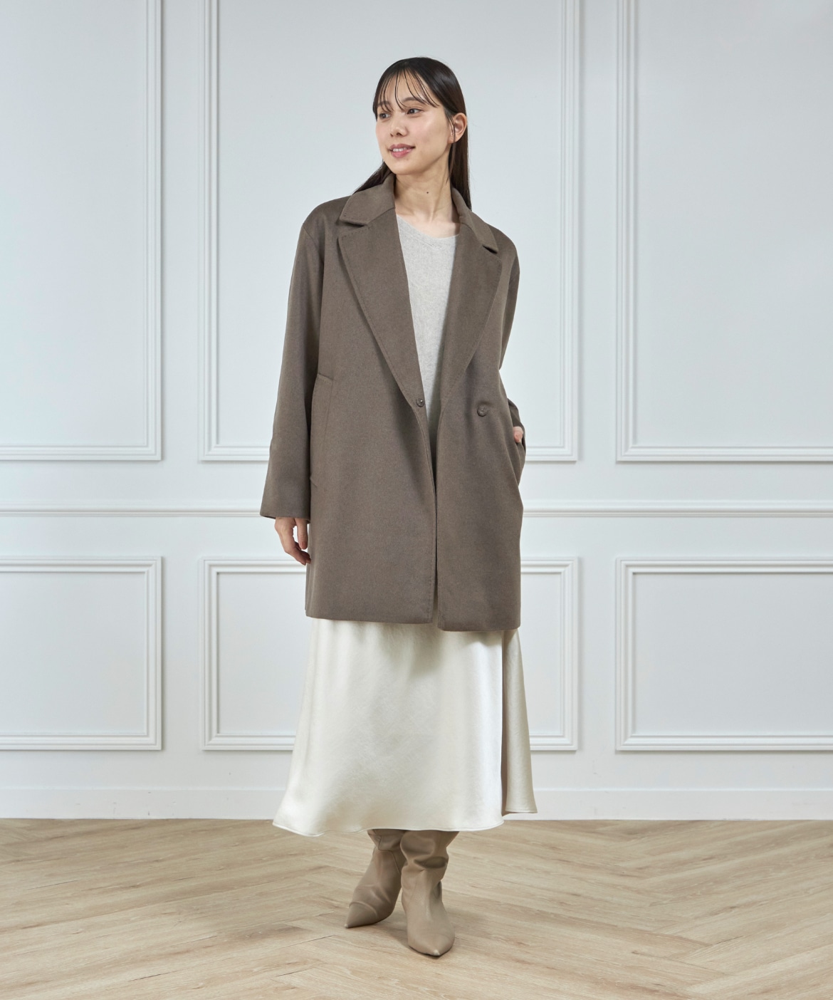 WEB限定》カシミヤ100%ミドル丈コート｜INED（イネド）｜フランドル