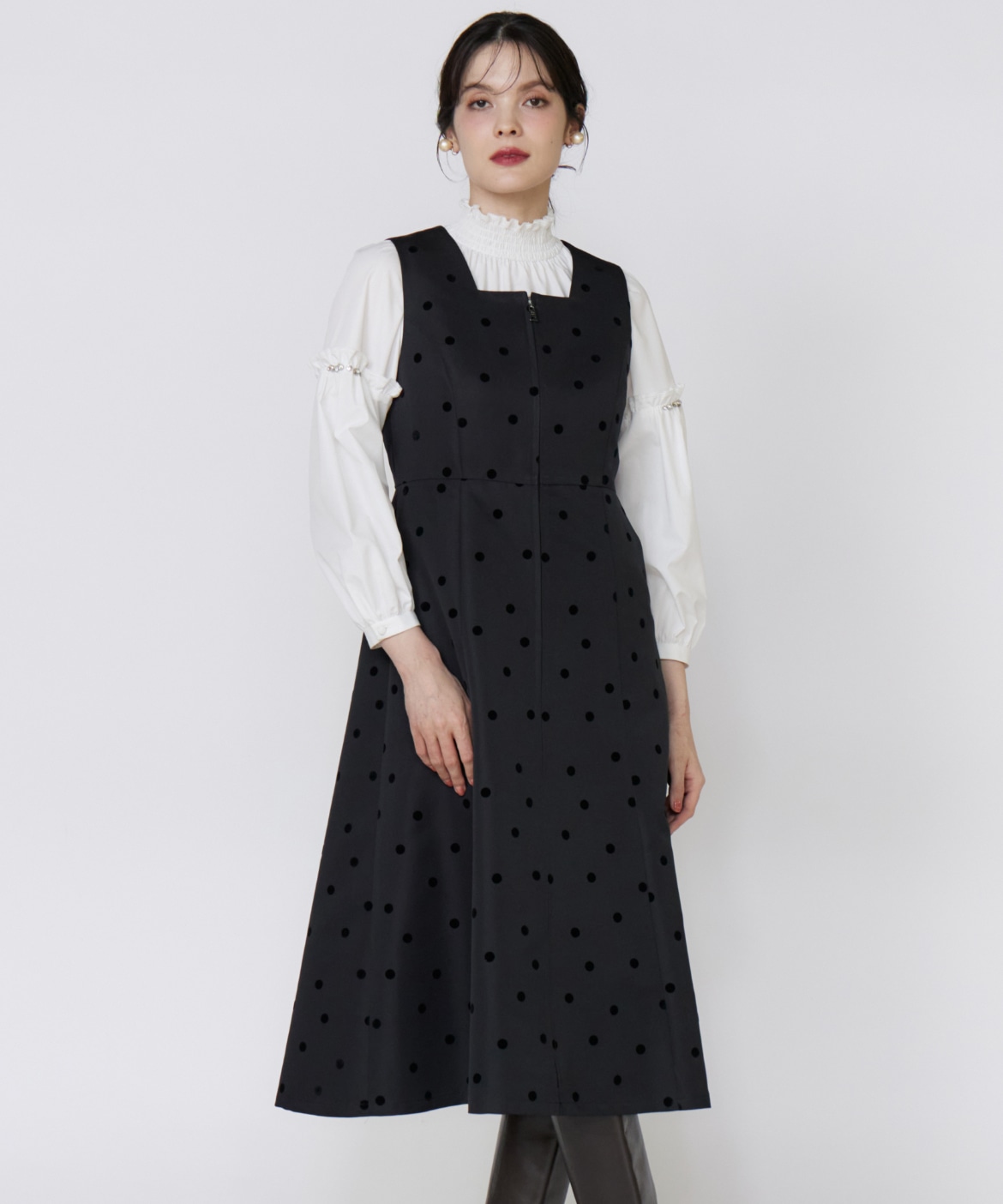 M Maglie le cassetto》《WEB・POPUP限定》ドットフロッキーワンピース