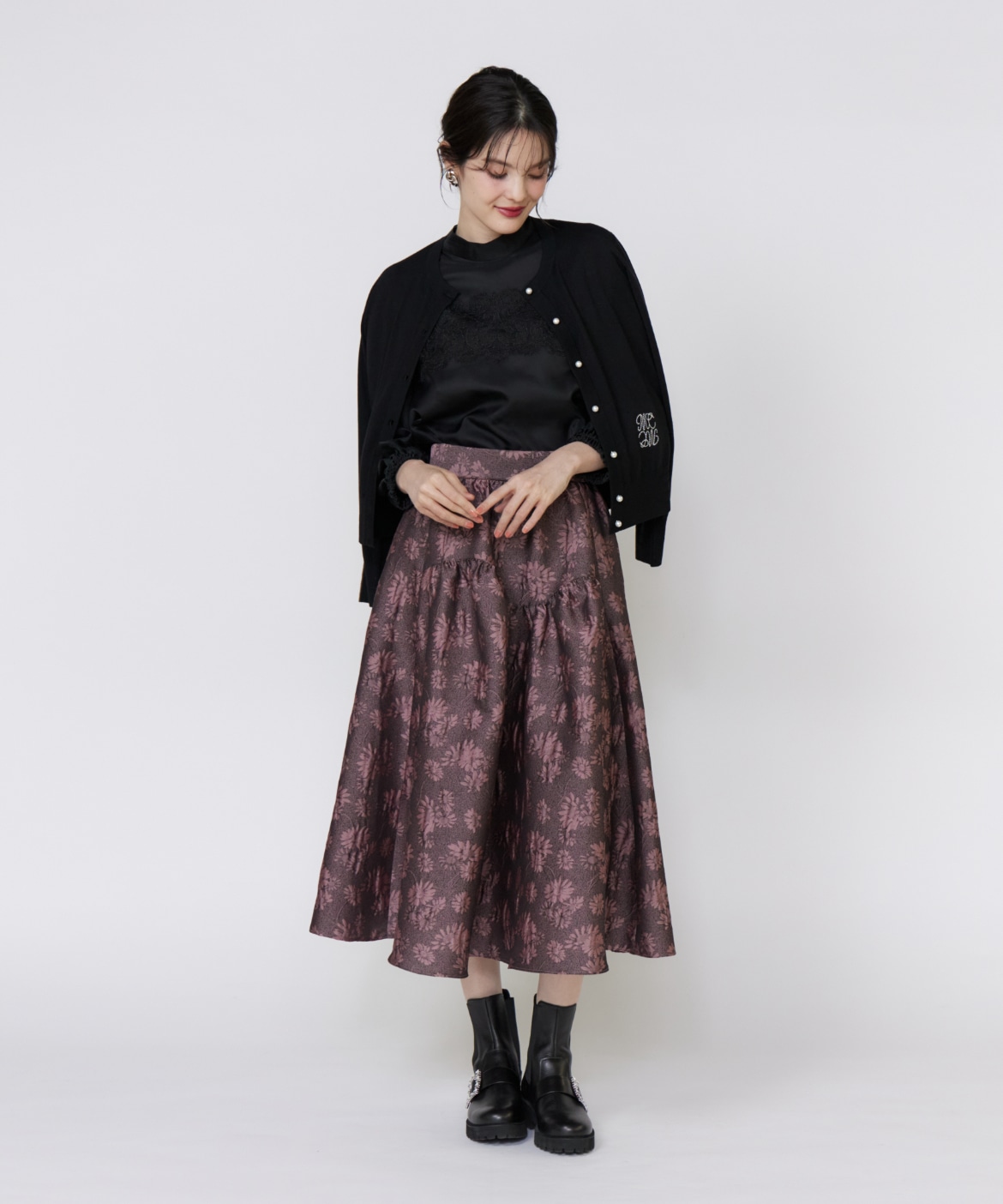 フラワージャガードスカート｜Maglie le cassetto（マーリエ ル