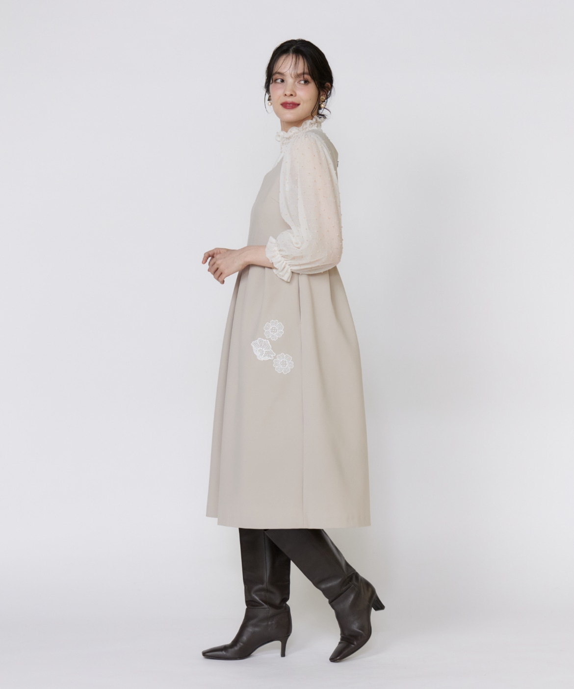 フランドル45周年限定コレクション》フラワーモチーフワンピース《M