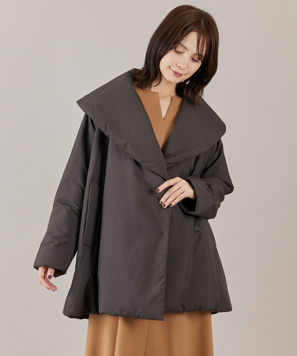 ショールカラーミドル丈中綿コート《LIMONTA EAST》｜INED（イネド