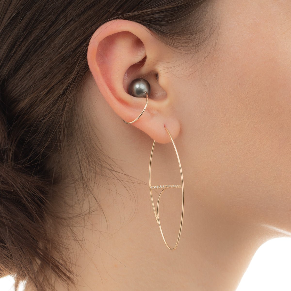 GOSSAMER ダイヤモンド フローティングピアス L サイズ