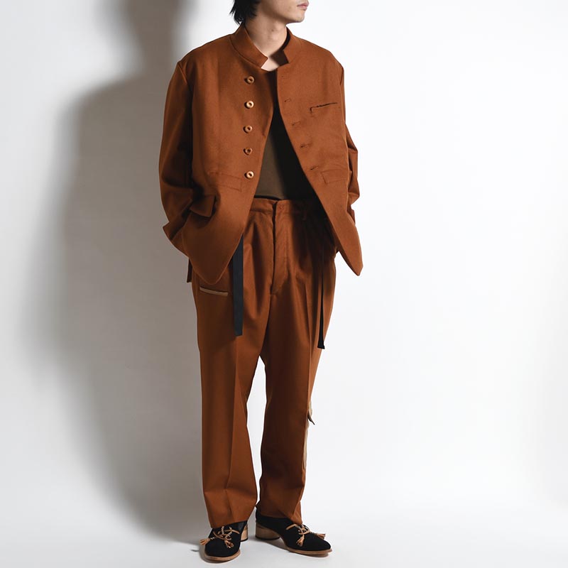 MAO COLLAR JACKET -BROWN- | IN ONLINE STORE