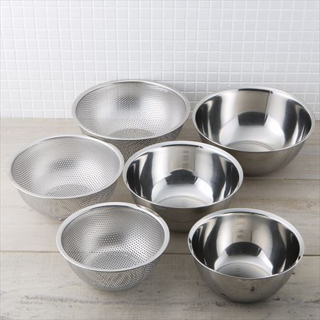 ステンレスボール&パンチングザル 6点セット: キッチン用品｜貝印公式