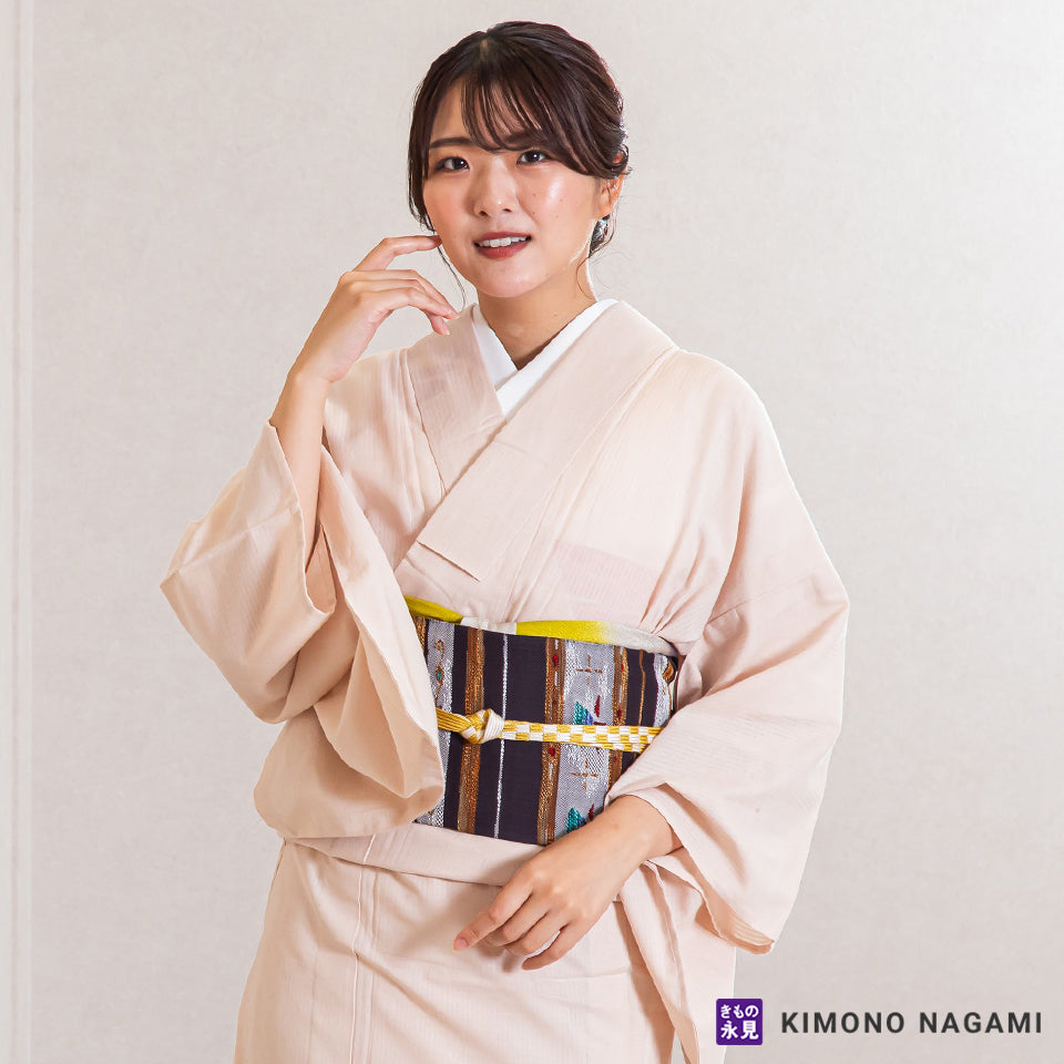 久留米絣│お仕立て上がり 洗える木綿きもの │フリーサイズ 生成り色