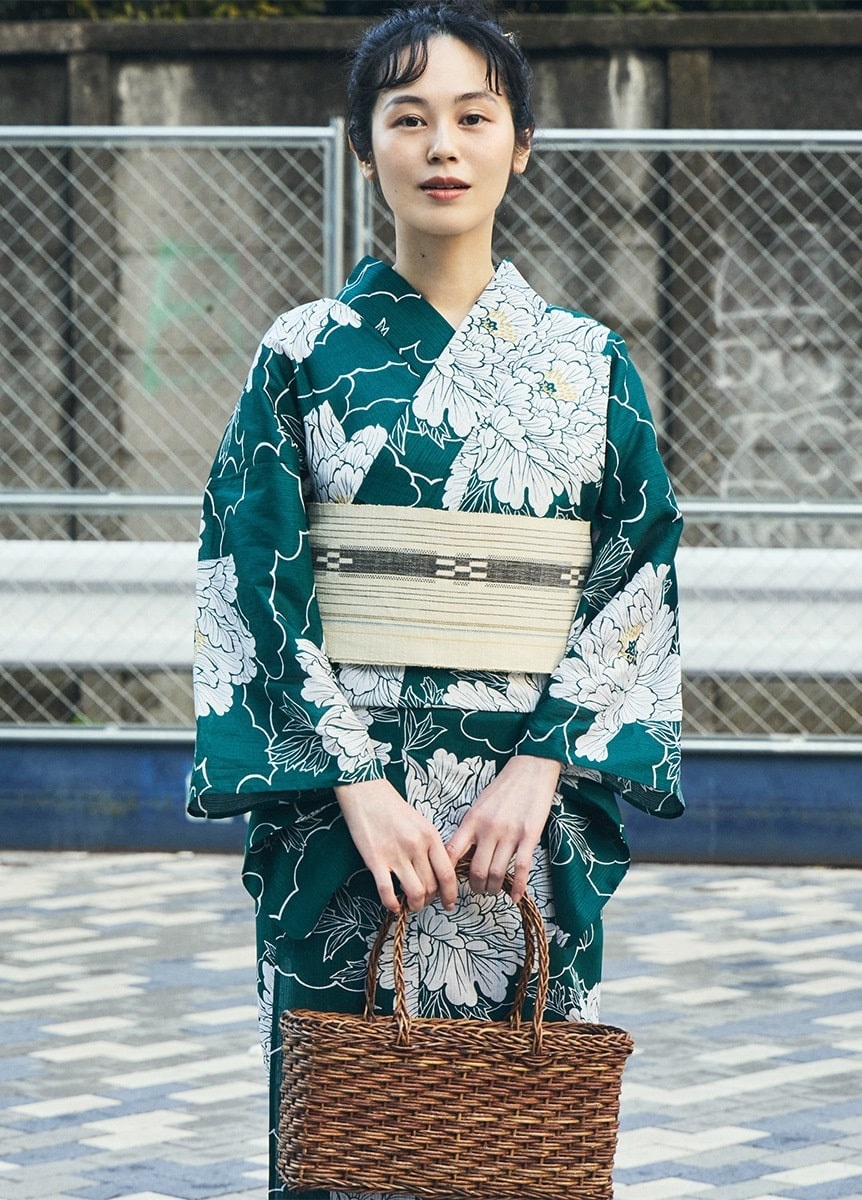 浴衣 風花 雲どりに牡丹 青緑（ご予約受注品） | 浴衣 | やまと