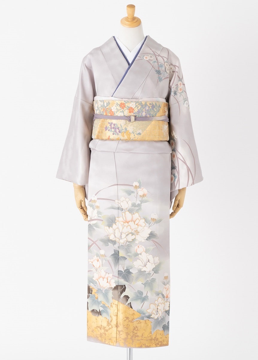 訪問着レンタル 霞牡丹 薄灰色 L | 訪問着レンタル | やまとオンライン
