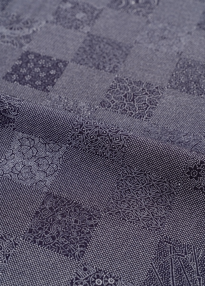 正絹江戸小紋 市松寄せ 江戸紫 | カジュアル着物 | やまとオンラインストア