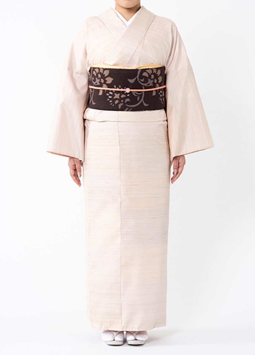 山形紅花染紬 横段霞 桜色 | カジュアル着物 | やまとオンラインストア