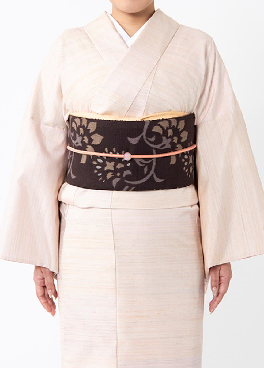 山形紅花染紬 横段霞 桜色 | カジュアル着物 | やまとオンラインストア