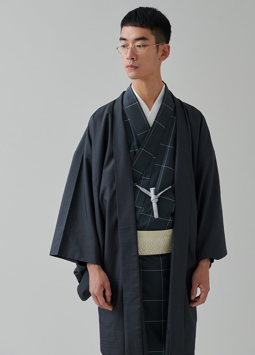 十日町紬 乱格子 錆納戸 | カジュアル着物 | やまとオンラインストア