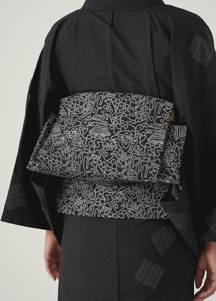 染め名古屋帯 伊勢型 幾何学 黒 | 帯 | やまとオンラインストア