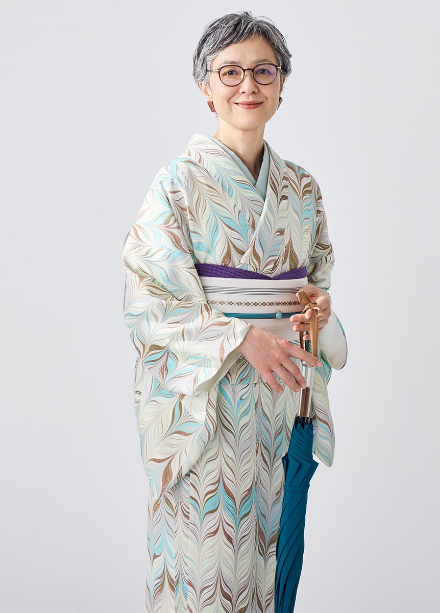 夏小紋 紗・墨流し 羽根 浅葱色 | 夏着物 | やまとオンラインストア