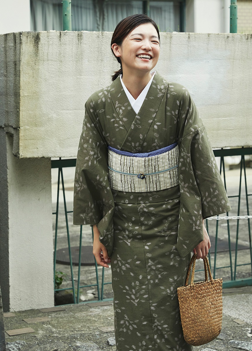 久留米絣 木立 海松色（お取り寄せ品） | カジュアル着物 | やまと