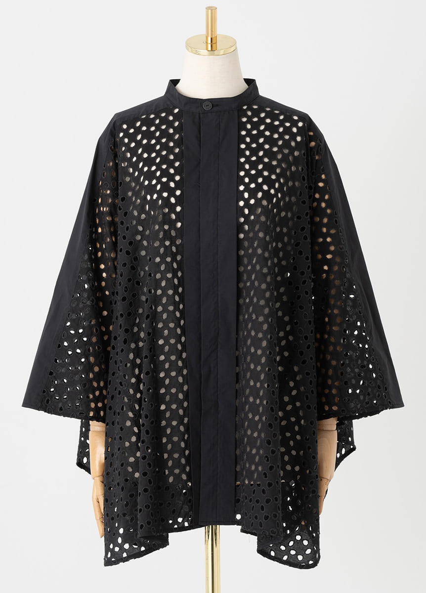 きものやまと×ミントデザインズ ケープコート シード/ブラック