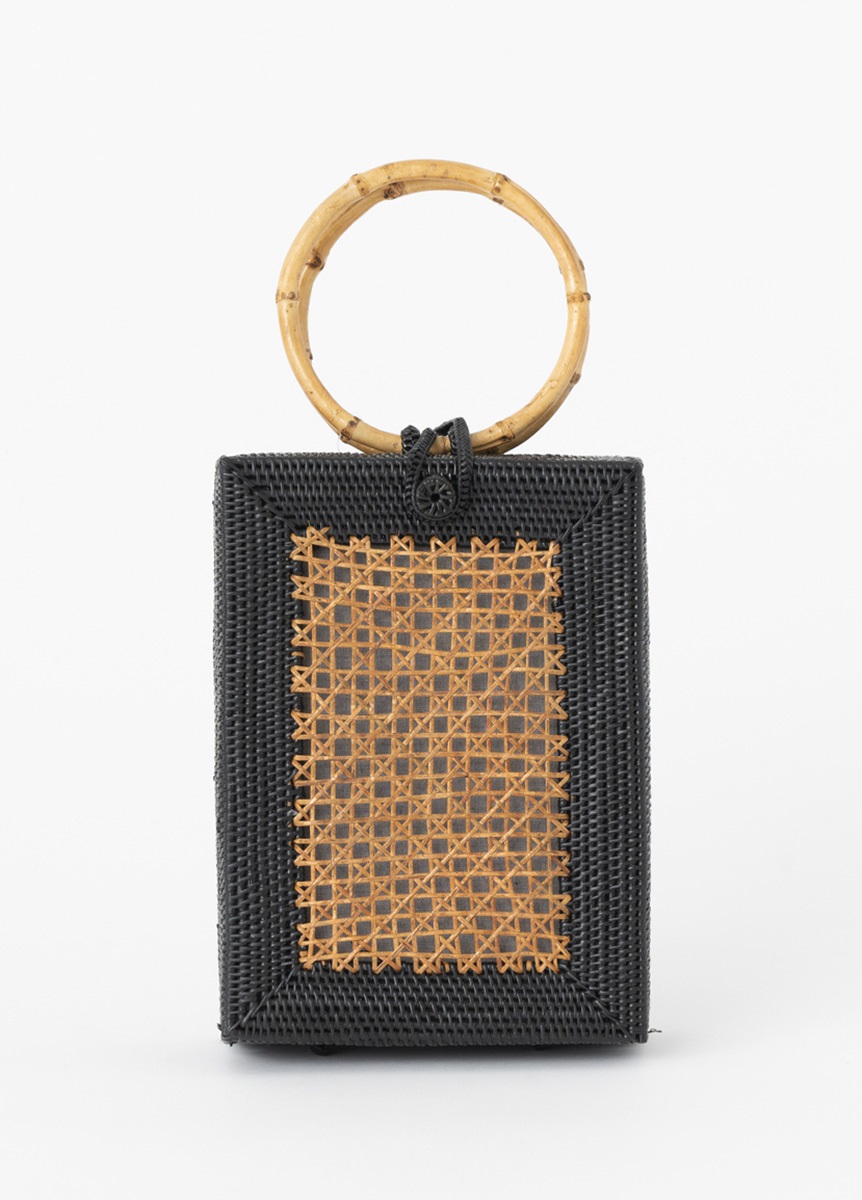 アタ・レクタングル竹ハンドルバッグ ブラック | 浴衣コーディネート