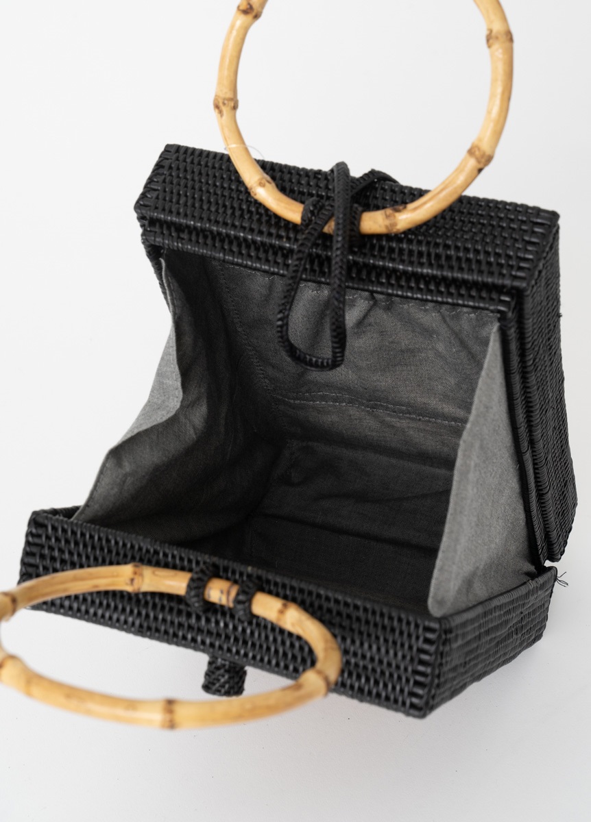 アタ・レクタングル竹ハンドルバッグ ブラック | 浴衣コーディネート