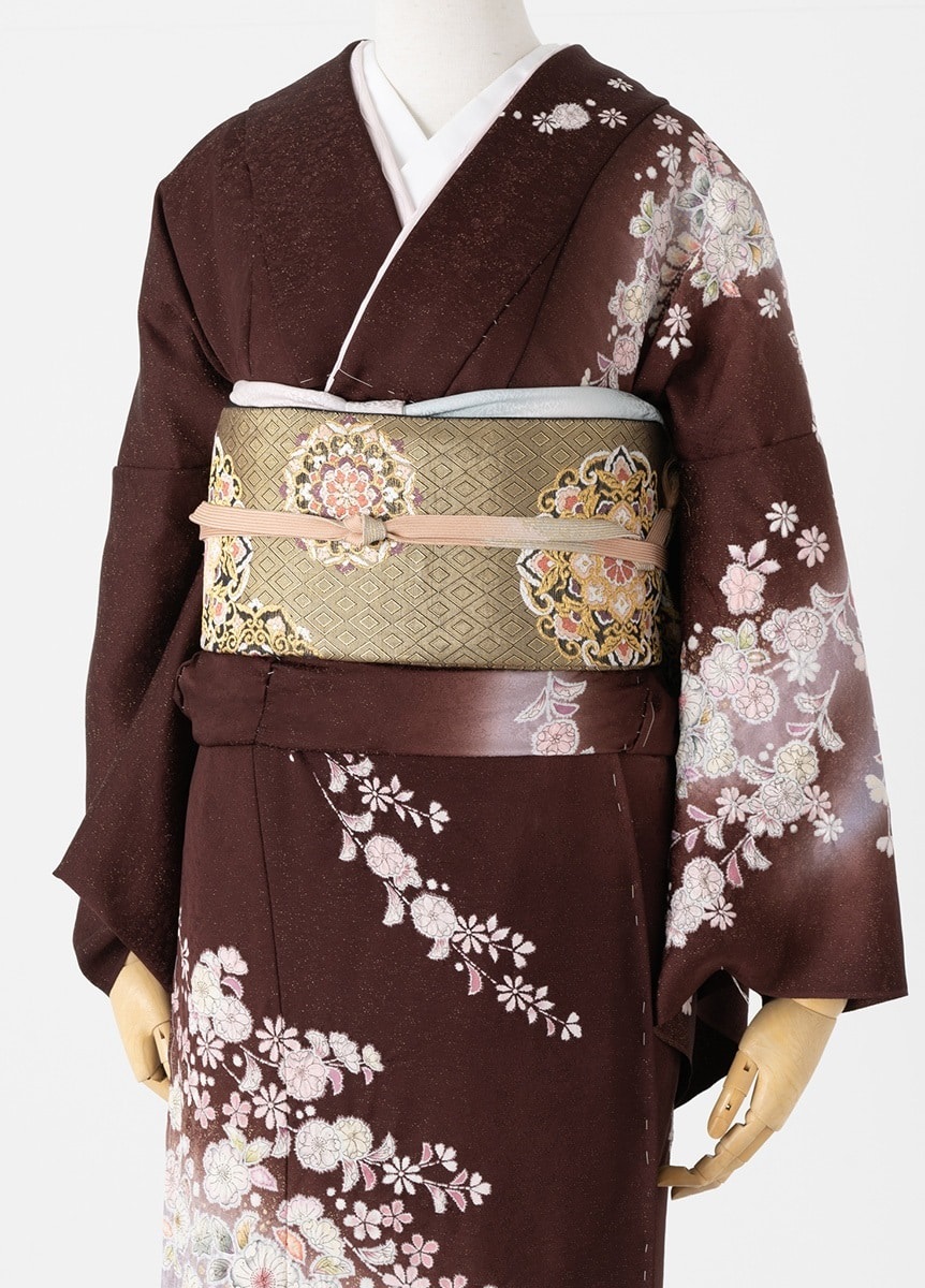 やまとオリジナル訪問着レンタル 辻が花 茶 L | 訪問着レンタル