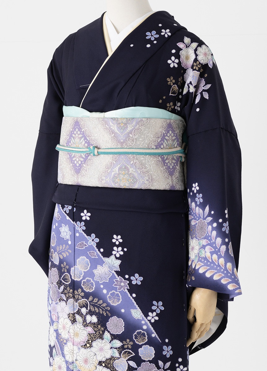 やまとオリジナル訪問着レンタル 辻が花 茄子紺 M | 訪問着レンタル