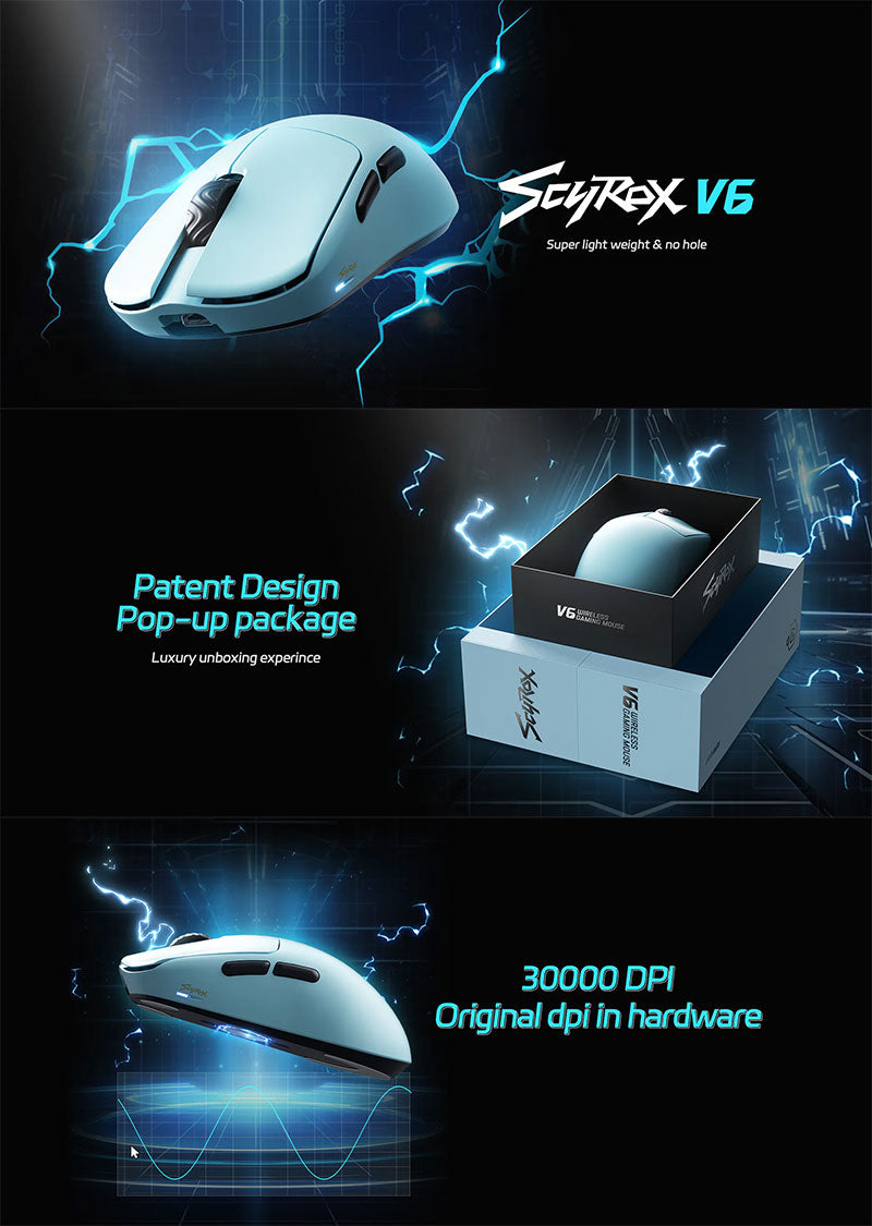 SCYROX V6 2.4GHz ワイヤレス 両対応 8K対応 40g Pixart 3950センサー