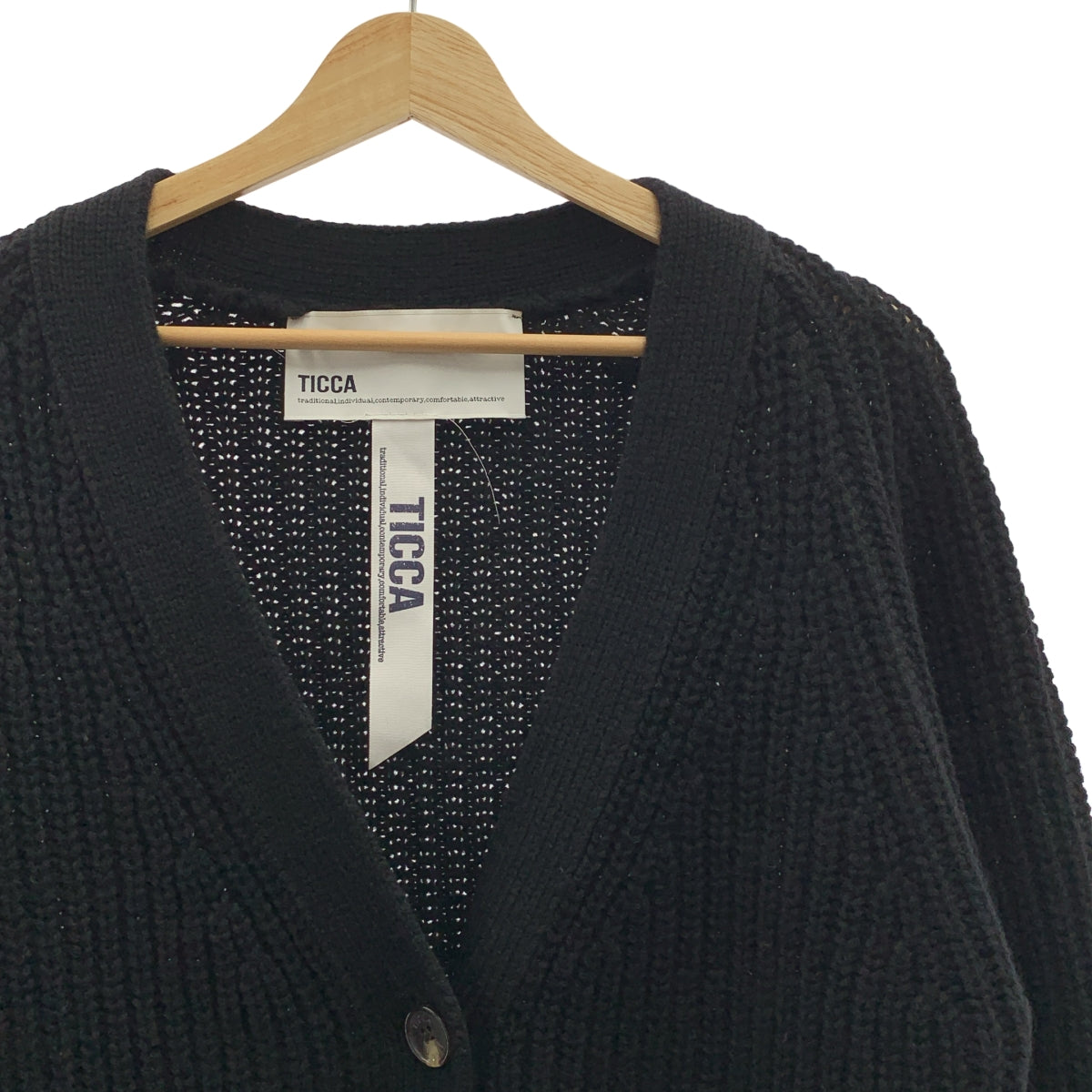 TICCA / ティッカ | ウール Vネック ロング ニット カーディガン | F