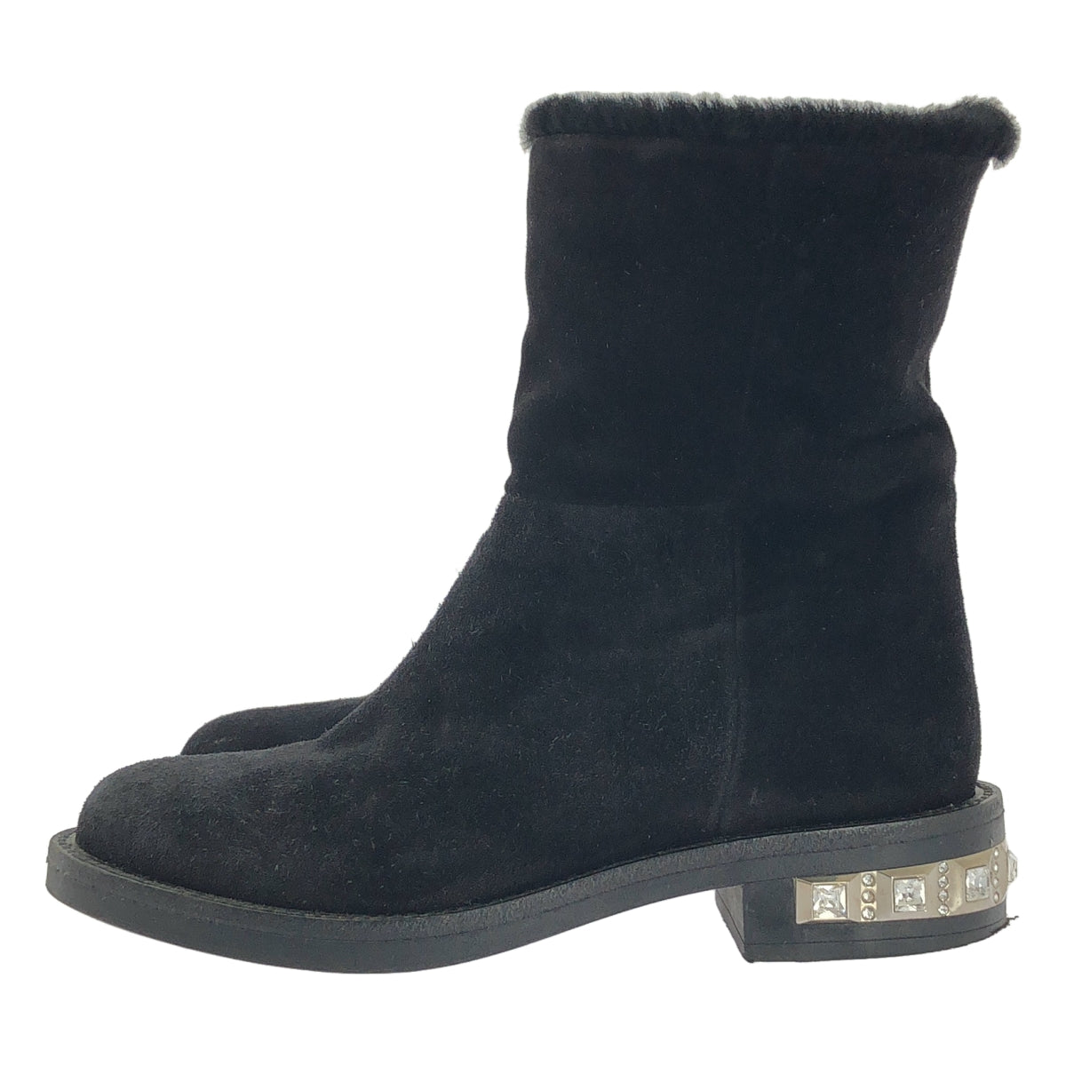 miu miu / ミュウミュウ | ビジューヒール ムートンブーツ | 36.5