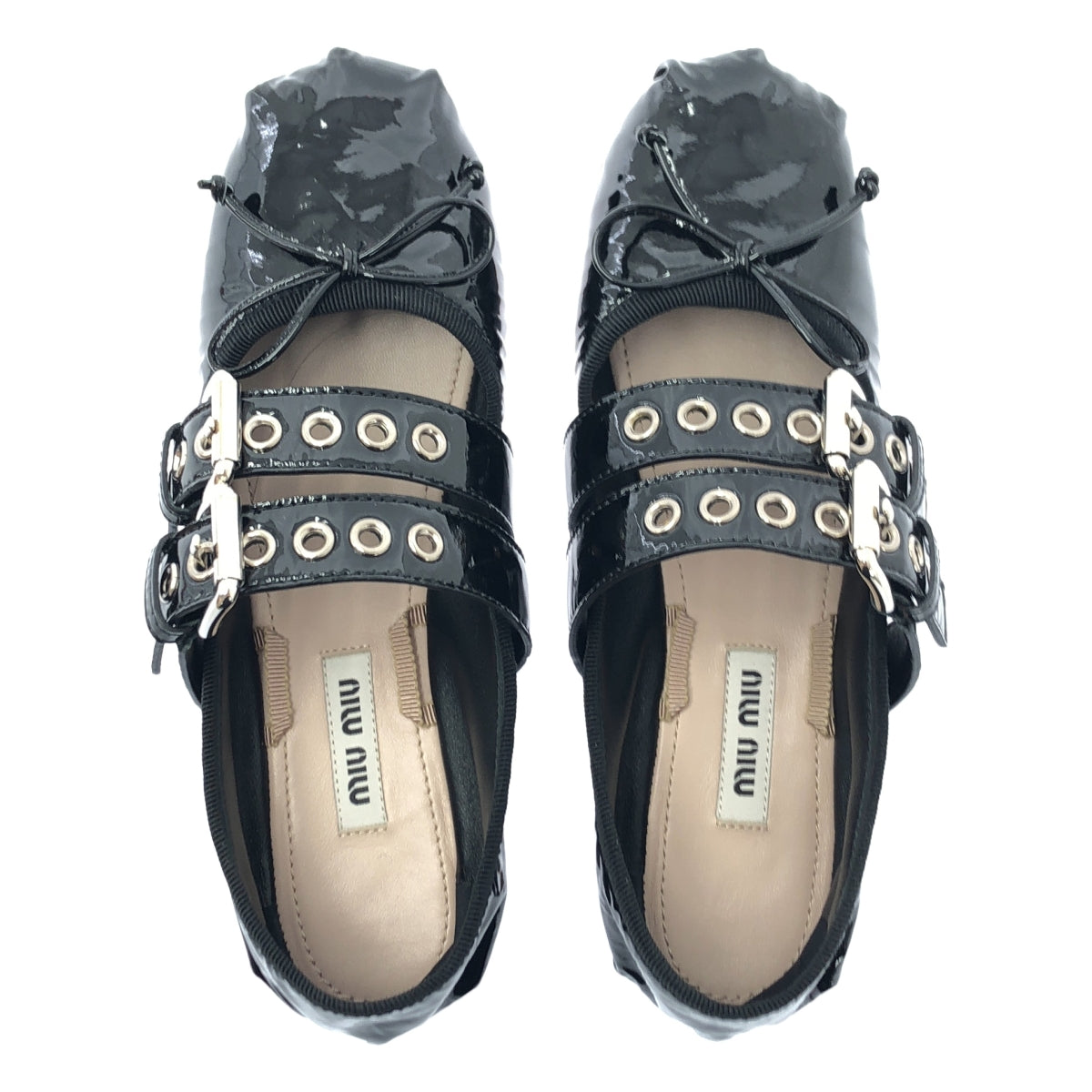 美品】 miu miu / ミュウミュウ | パテントレザー リボン ダブル