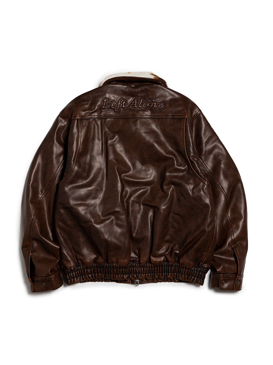 LEFT ALONE FAKE LEATHER JKT -BROWN- – LEFT ALONE OFFICIAL ONLINE STORE