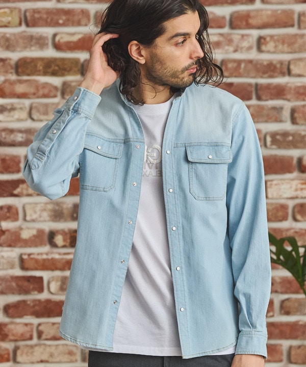 デニムスタンドカラーシャツ｜メンズファッション通販 MEN'S BIGI
