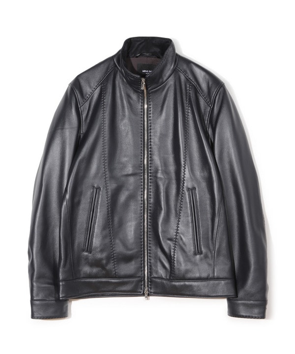 スタンドカラーシングルライダース ラムレザージャケット｜メンズ