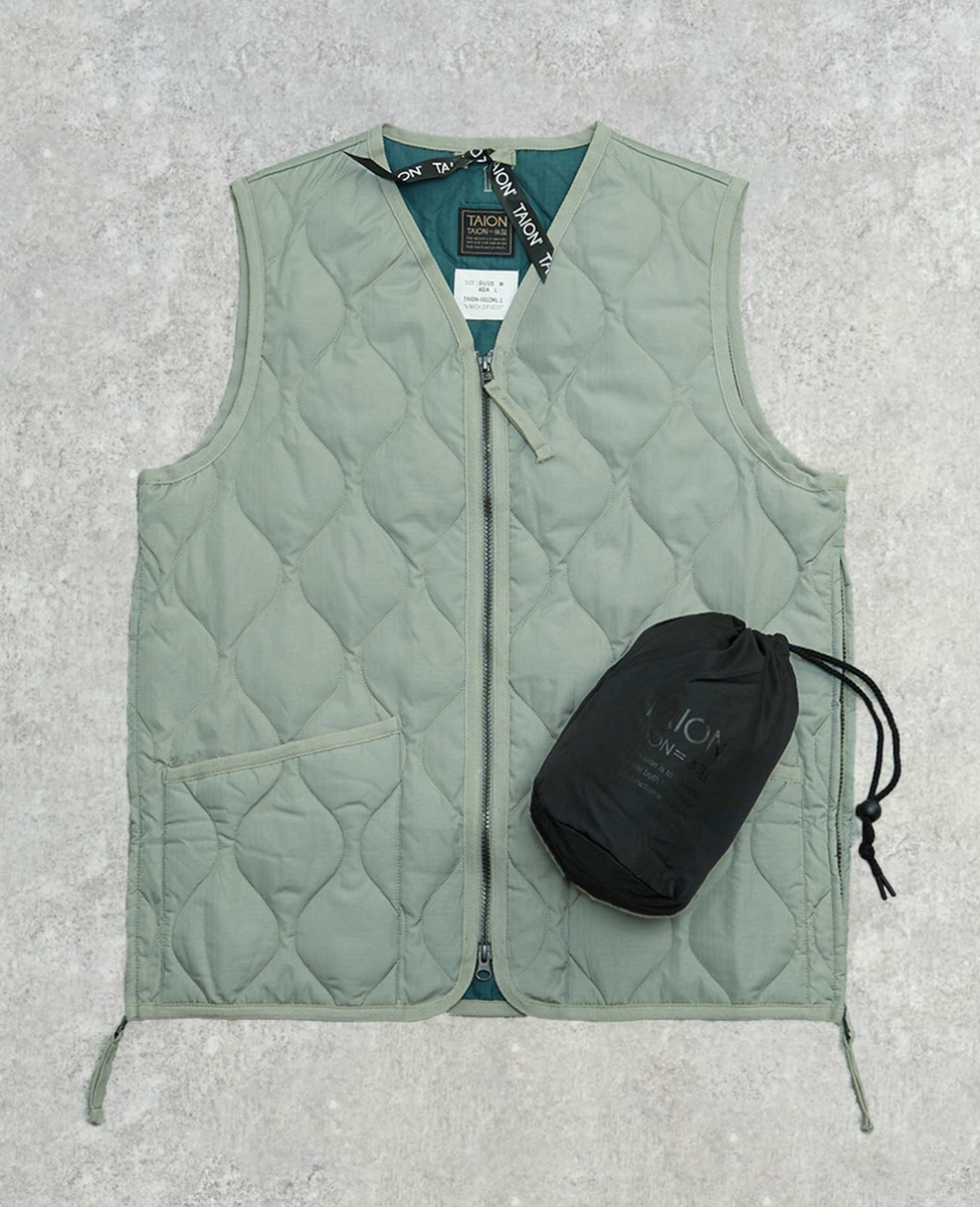 TAION/タイオン】ミリタリー Vネックジップ ダウンベスト｜MEN'S