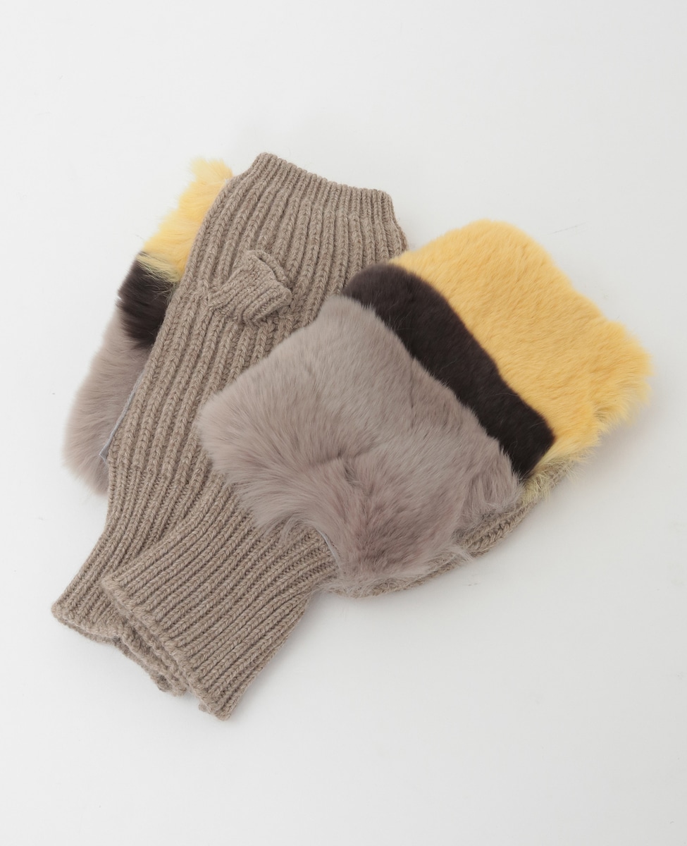 ALPO/アルポ】レッキスファー×ニットFingerless Gloves