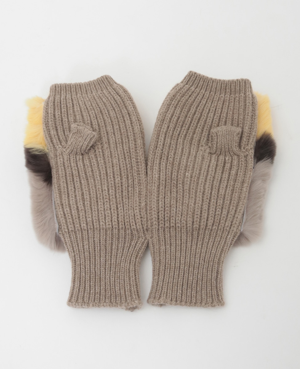 ALPO/アルポ】レッキスファー×ニットFingerless Gloves