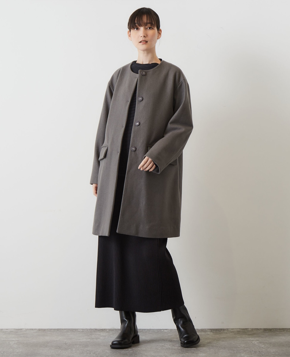 ミドル丈ノーカラーコート｜LOGEMENT DE CLAIRE（ロジュモンドクレール