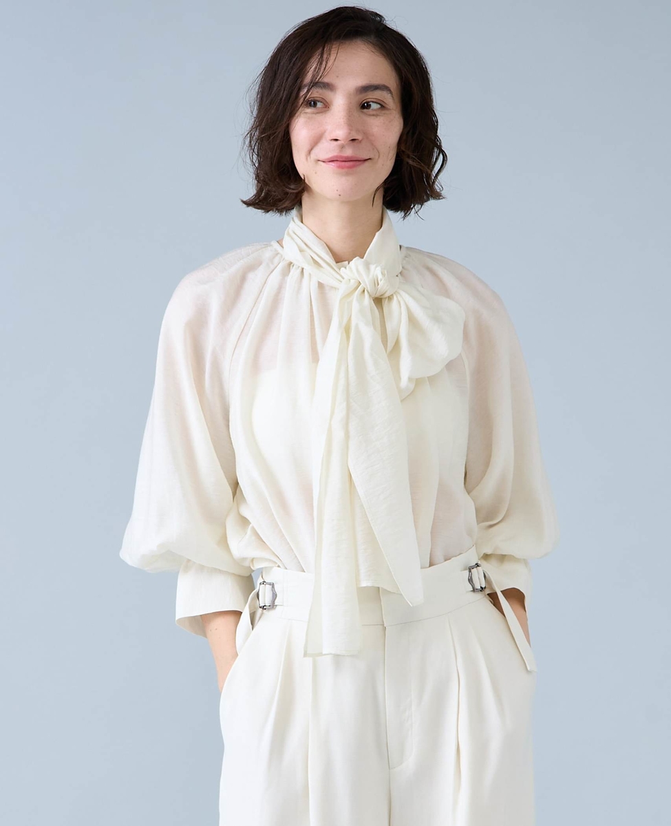 ボウタイ付きギャザーブラウス｜Liesse（リエス）｜商品詳細