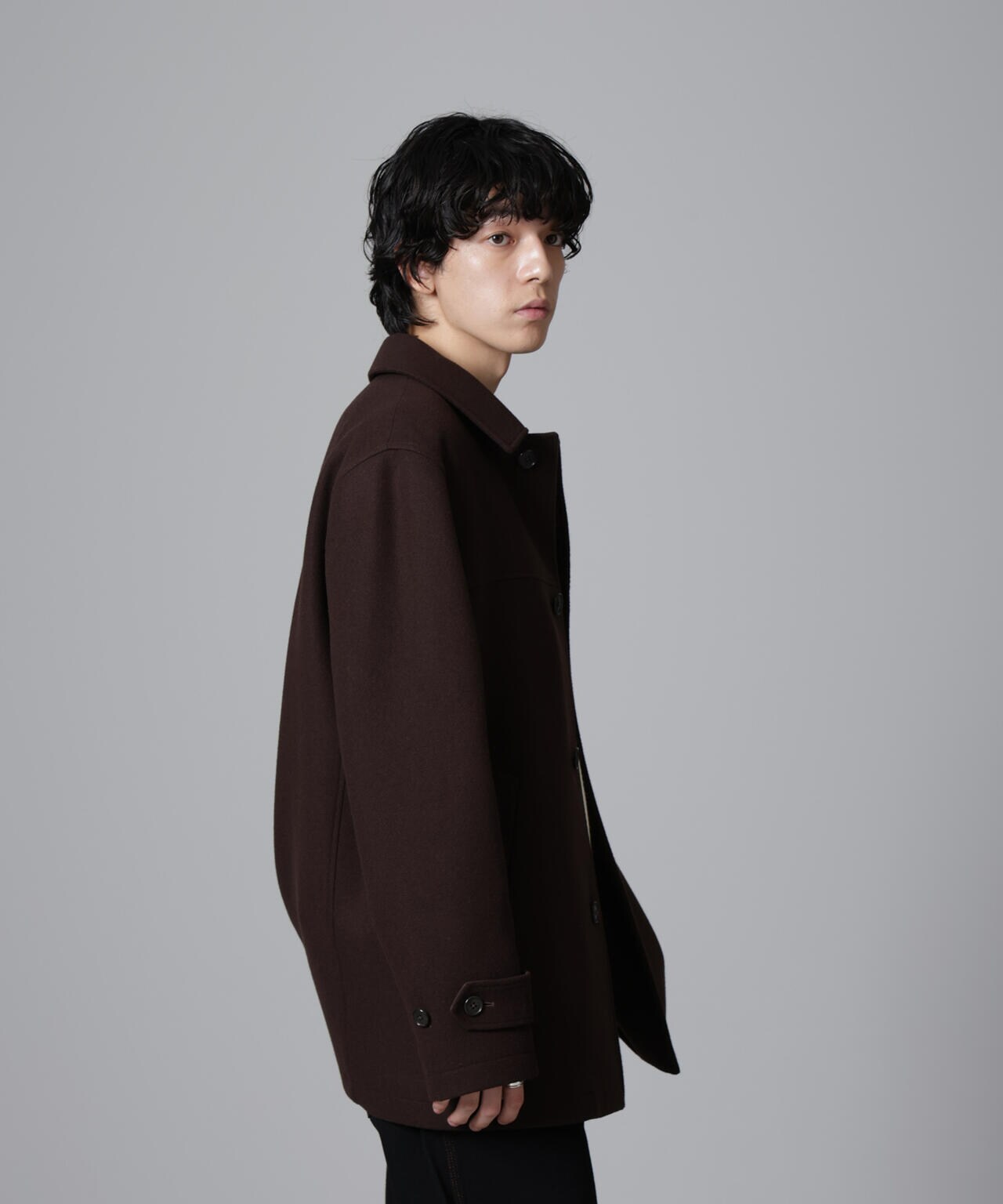 ウール カシミヤ 二重織り メルトン カー コート