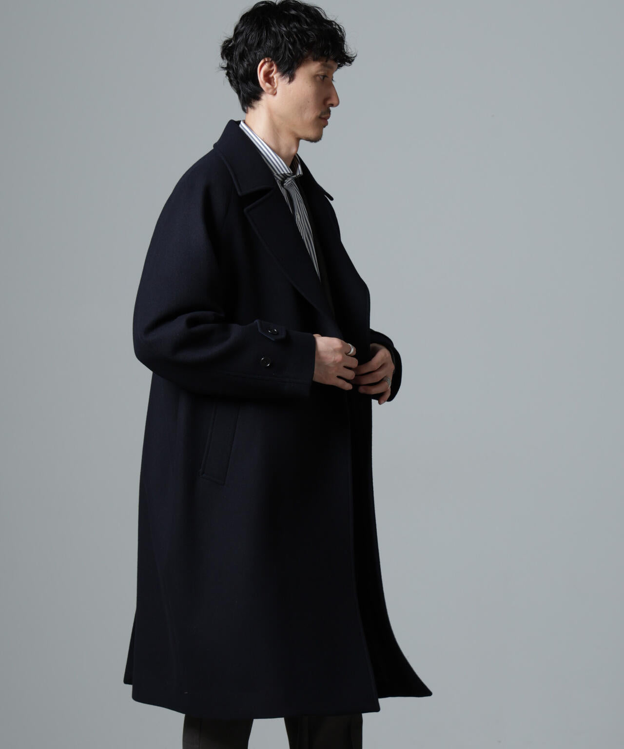 ウール カシミヤ 二重織り メルトン ダブル ブレス コート