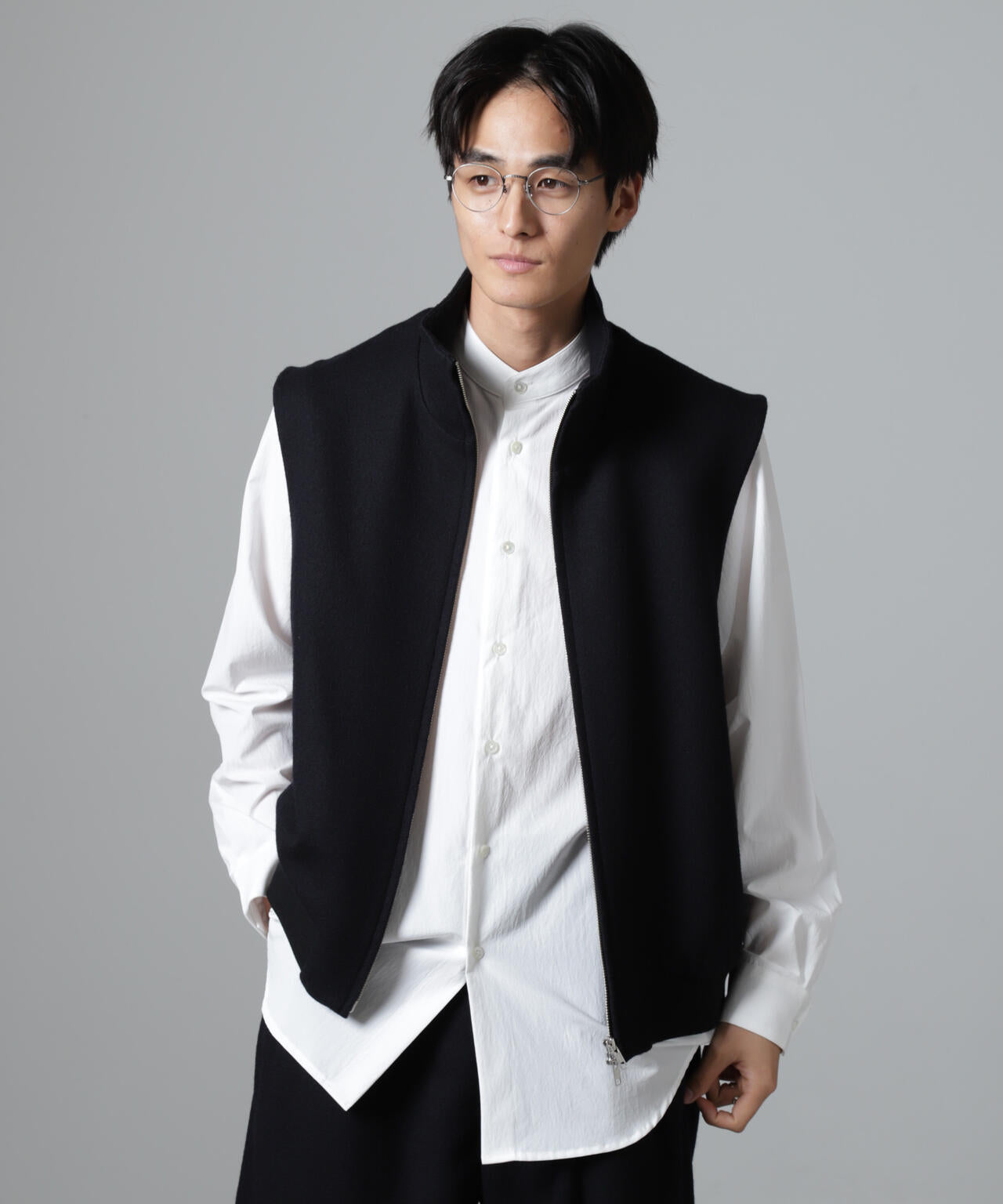 100% ウール 」ジップ ベスト