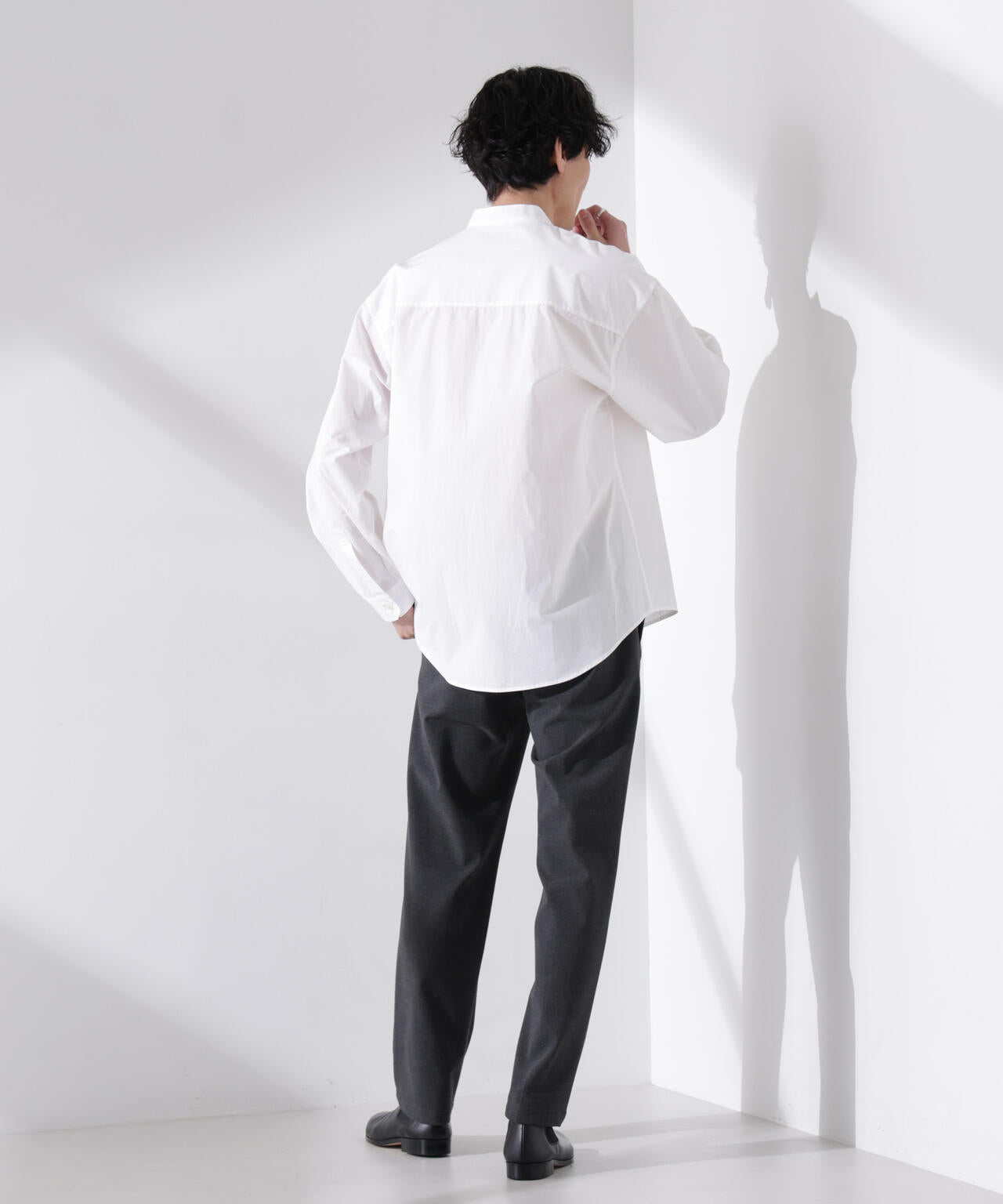 大人のワイドシャツ」バンドカラー 長袖