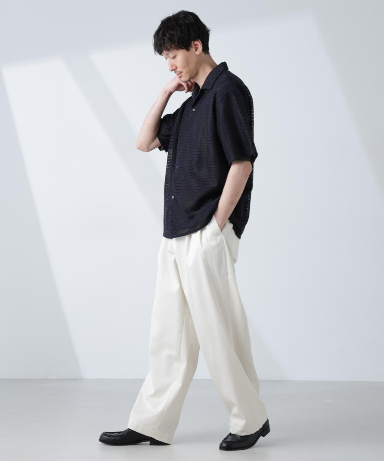 ダイヤレース オープンカラー シャツ