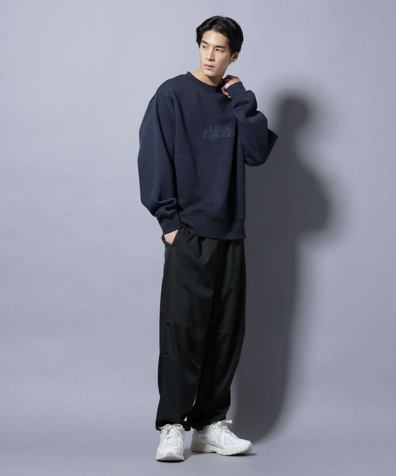 NJ/CLUB」裏起毛 ジャージークルーネックスウェット