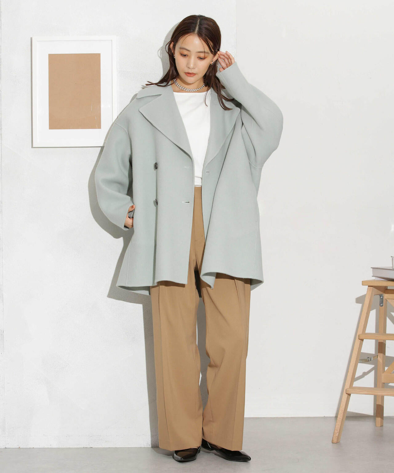 スーパー140ウールリバーミドルコート