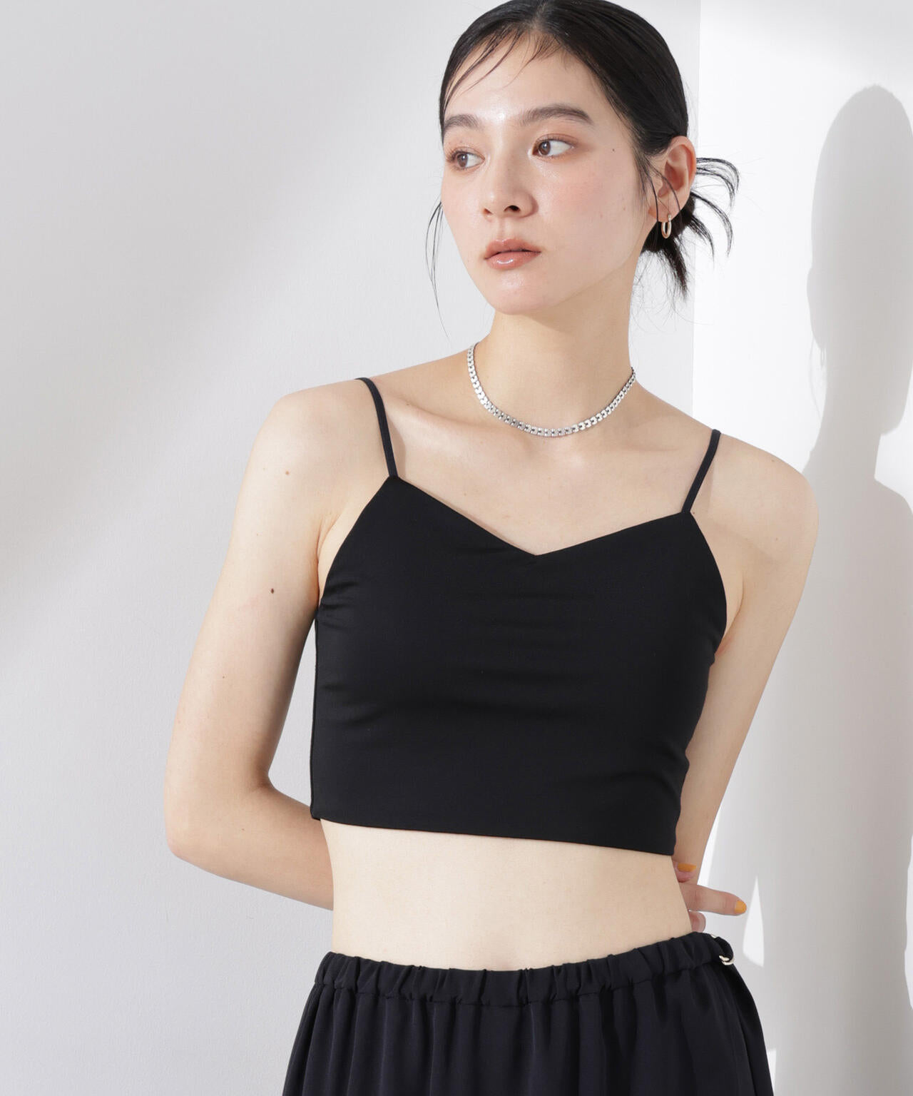 ストレッチ ポンチカップ付き ブラトップ キャミソール