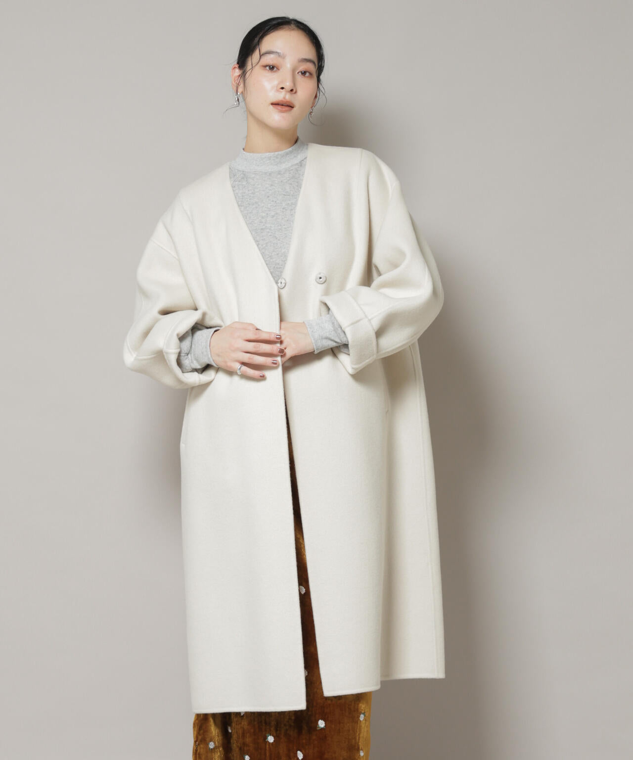 SUPER110blend リバー ノーカラー ロングコート