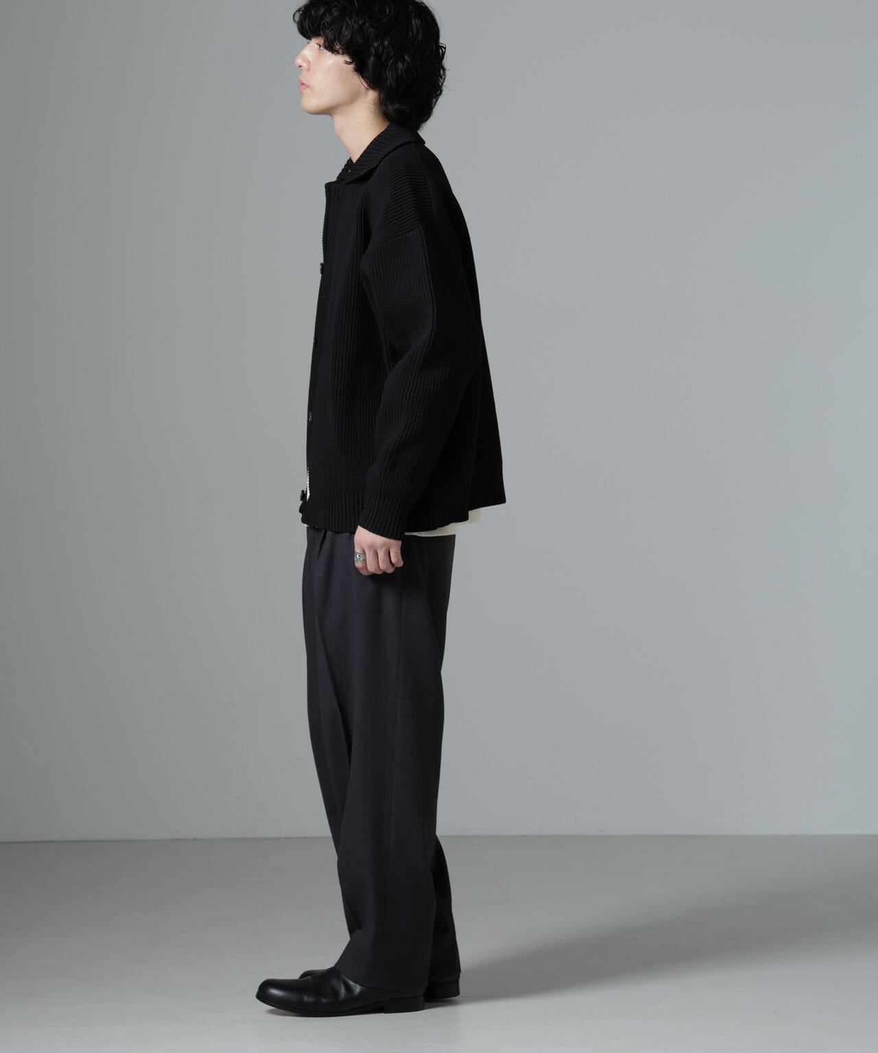 微起毛 ワイド テーパード パンツ