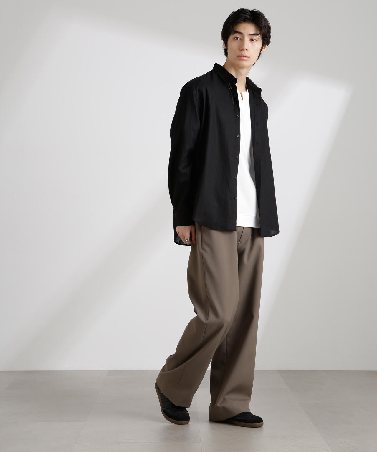 アンチスメルリネン レギュラーカラーシャツ 長袖