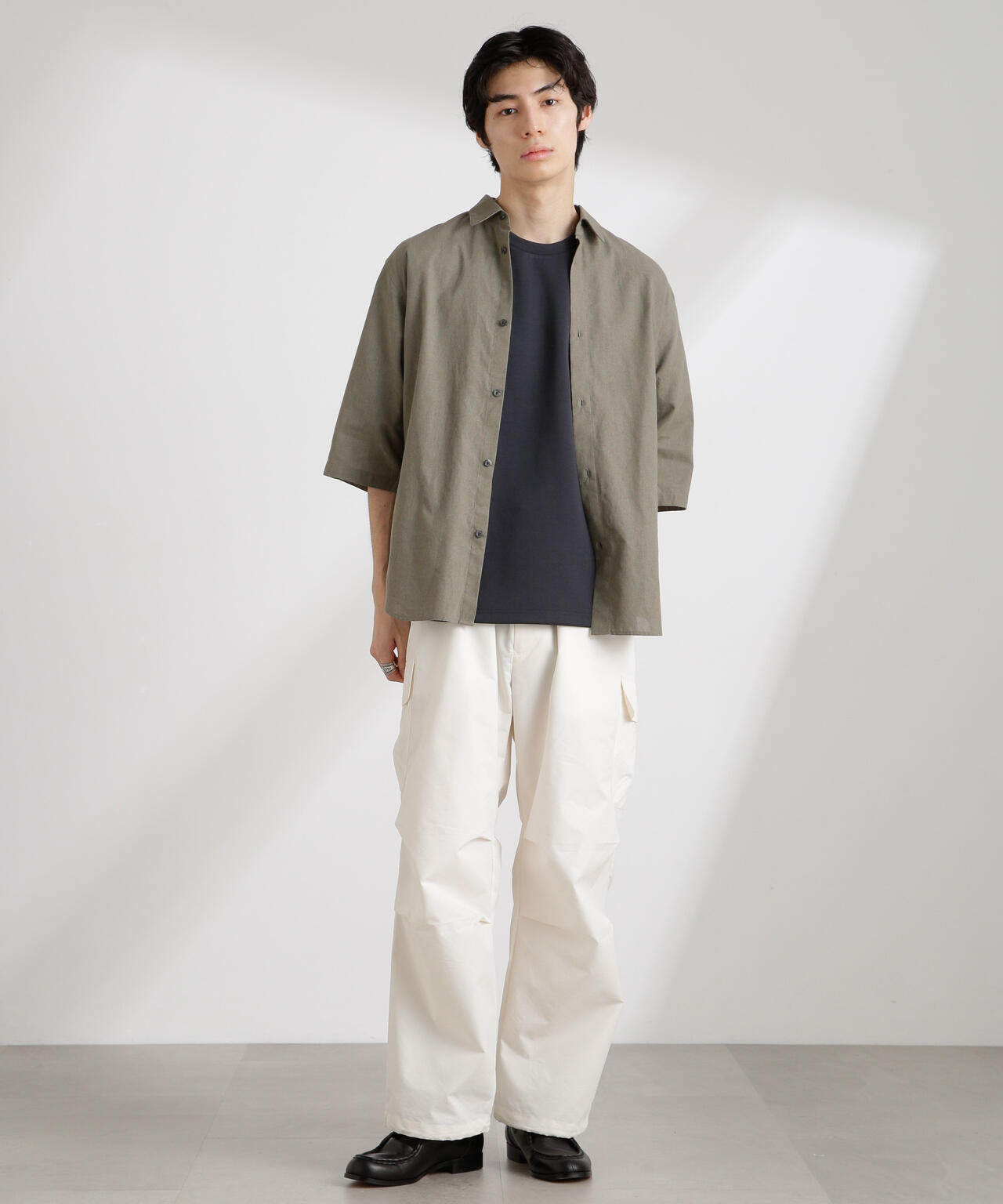 クールマックス リネン レギュラーカラー 7分袖